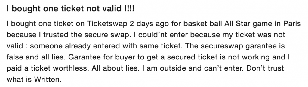 ticketswap resale ticket scams